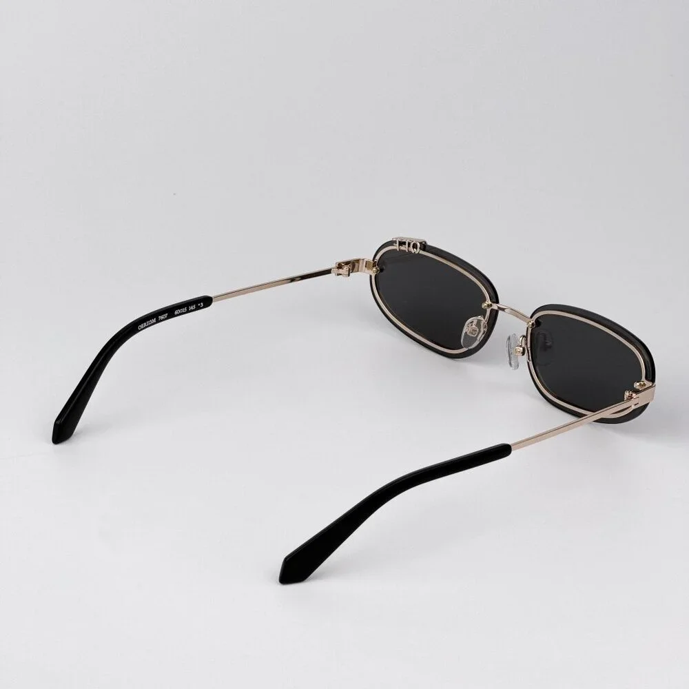 Off-White MIAMI Men Sunglasses – Gold Oval Frame with Grey Lenses | Model
